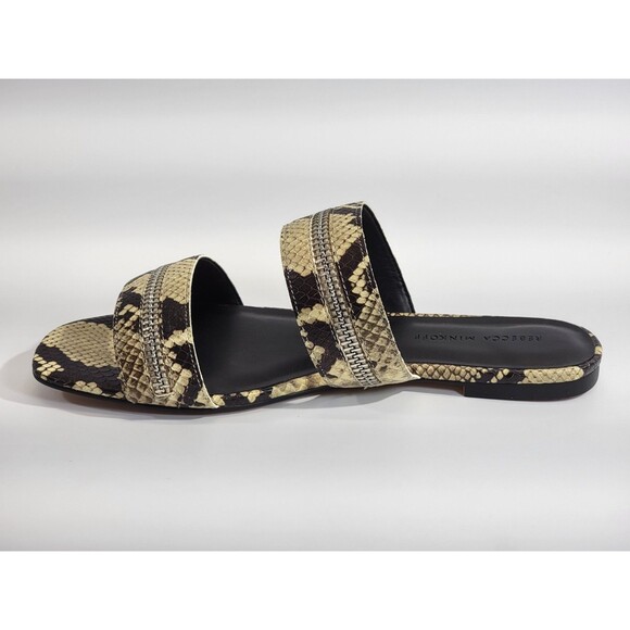 NEW Rebecca Minkoff 9.5 Marciann Too Sandal Snake Embossed Flats Slip On - Picture 6 of 10
